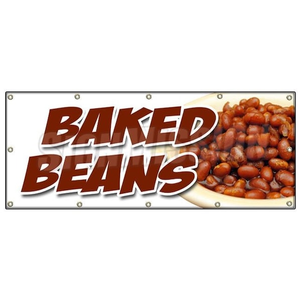 BAKED BEANS BANNER SIGN slo slow cooked hot dogs brown sugar bacon